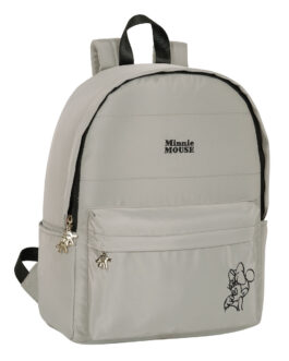 Mochila para Portátil Minnie Mouse Teen Sand Gris claro 31 x 40 x 16 cm