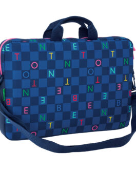 Maletín para Portátil Benetton Damero Azul marino 40 x 27 x 4 cm