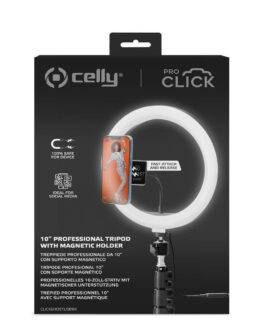 Aro de Luz Selfie con Trípode y Mando Celly CLICKGHOSTUSBBK